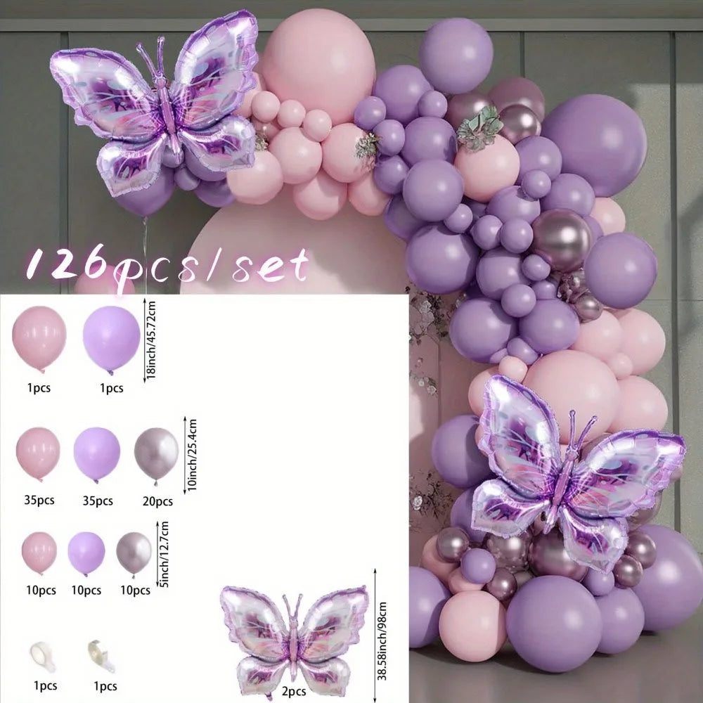 126-teiliges Ballon-Set | Lila Schmetterlings-Party-Girlande – Perfekt für Hochzeiten, JGAs, Geburtstage & mehr!