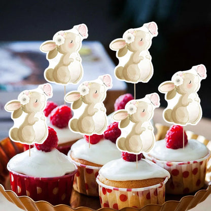 13-teiliges Kuchen-Deko-Set – Häschen Cake Topper in Rosa