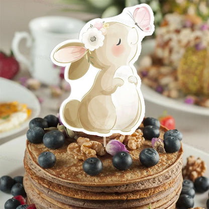 13-teiliges Kuchen-Deko-Set – Häschen Cake Topper in Rosa