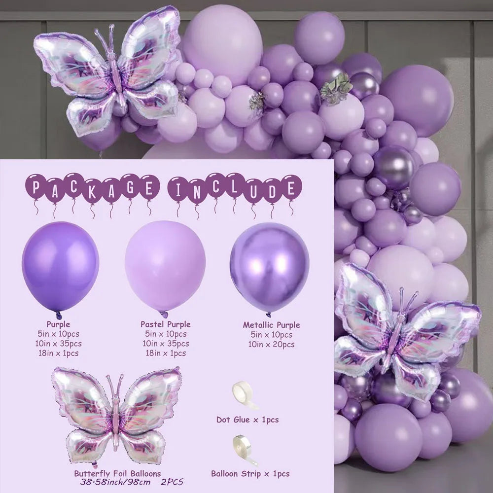 126-teiliges Ballon-Set | Lila Schmetterlings-Party-Girlande – Perfekt für Hochzeiten, JGAs, Geburtstage & mehr!