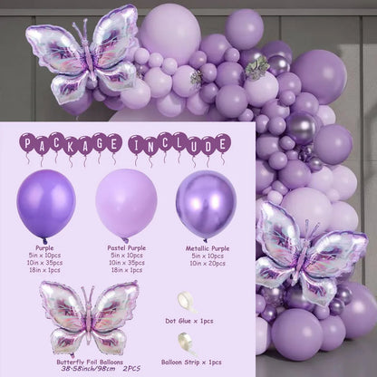 126-teiliges Ballon-Set | Lila Schmetterlings-Party-Girlande – Perfekt für Hochzeiten, JGAs, Geburtstage & mehr!