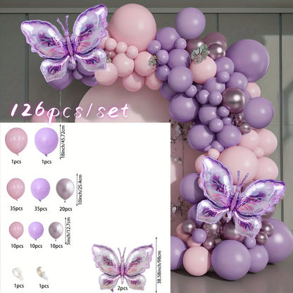 126-teiliges Ballon-Set | Lila Schmetterlings-Party-Girlande – Perfekt für Hochzeiten, JGAs, Geburtstage & mehr!